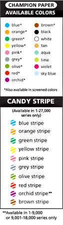 CHAMPION™ BINGO PAPER - Standard color rotation