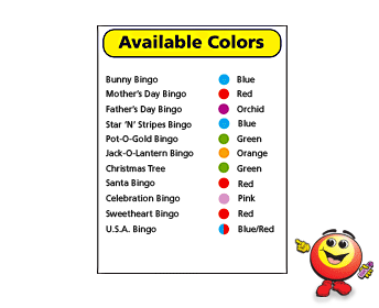 HOLIDAY BINGO - Available colors